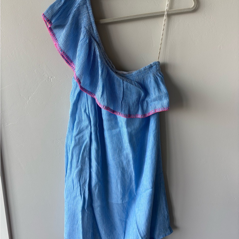 Lilly Pulitzer blue and pink one shoulder dress - Picture 4 of 5